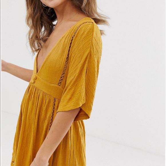 V-neck mustard dress - Picture 3 of 6